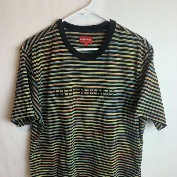 Supreme Other - Supreme New York NY Shirt Static Striped Top Stripe T-Shirt Black Size Large